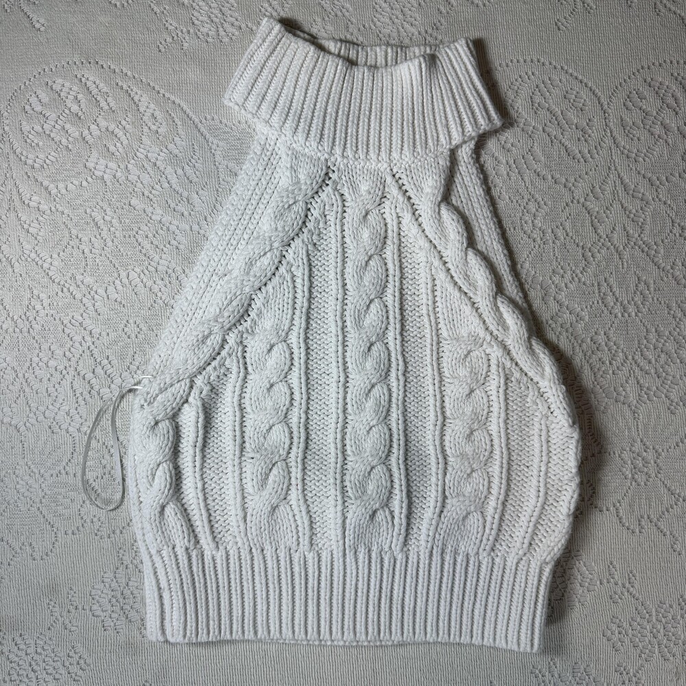 Kendall And Kylie Sweater Vest Juniors Medium White Cable Knit Turtleneck